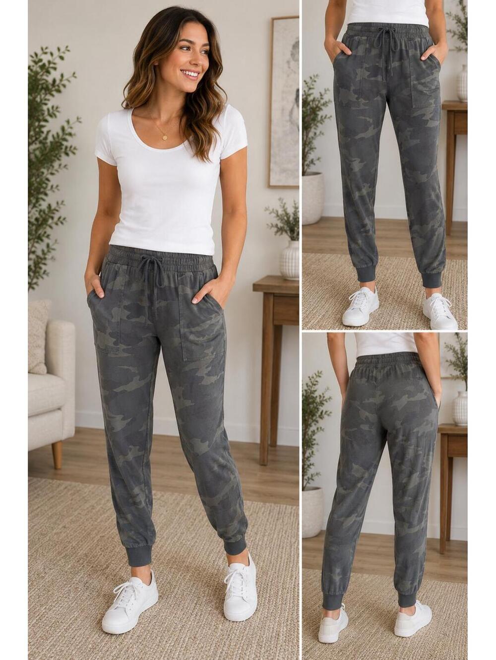 Splendid Women's Gray Camouflage Jogger Pants Size L/G